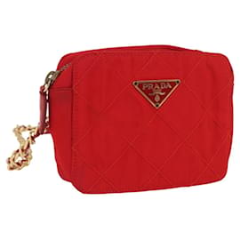 PRADA Pochette a Spalla Nylon Rossa Oro Auth 169188 - Prada