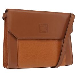 Burberrys Shoulder Bag Leather Brown Gold Auth ep13171