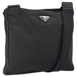 Borsa a Spalla PRADA Nylon Nero Argento Autentica 166754