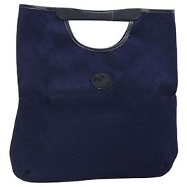 Céline Borsa a mano Celine C Sulky in tela blu marina Auth 169427