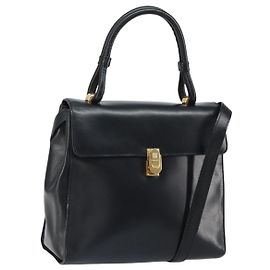 Borsa a mano LOEWE in pelle 2 in 1 nera e oro Auth gh1661