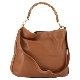 GUCCI Bamboo Handtasche Leder 2way Braun Gold 001 1577 2615 Auth 166632