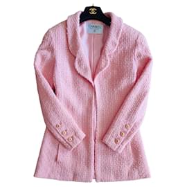 Chanel Tweed Jacke Rosa und Weiß