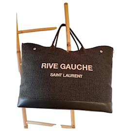 Saint Laurent Borsa Rive Gauche Xxxl Paglia Nera