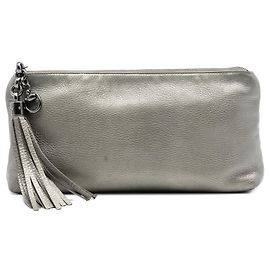 Clutch Sienna in pelle metallica dorata di Gucci con frange