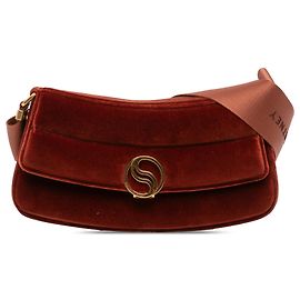 Stella Mc Cartney Borsa a spalla imbottita S Wave in velluto rosso sintetico Stella McCartney