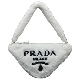 Borsa a mano in peluche bianco Prada