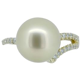 Autre Marque Au750 Perlen-Diamantring