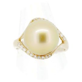 Autre Marque Anello in perla e diamante Au750