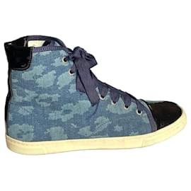 Lanvin High-Top-Sneaker aus Canvas mit lackierter Lederzehe Größe 39