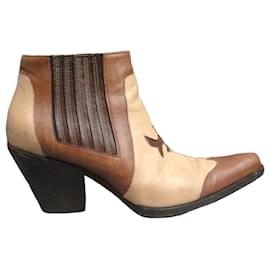 Sartore Leder Stiefeletten Braun Beige