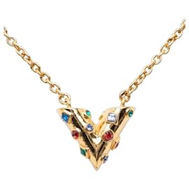 Collana Pendente in Strass Placcato Oro Louis Vuitton