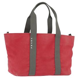 Borsa sportiva PRADA in tela rossa Auth 170399