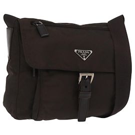 Borsa a Spalla PRADA in Nylon Marrone Argento Autentica ep13123
