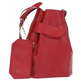 LOUIS VUITTON Epi Sac Depaule GM Bolsa de Ombro Vermelha M80197 LV Auth 166432