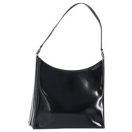 Bolso de Hombro Salvatore Ferragamo de cuero patentado negro plateado Auth bs33174