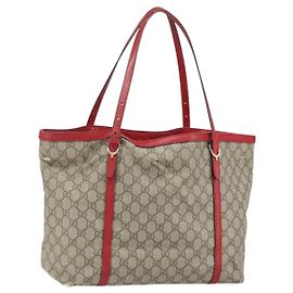 Gucci Borsa Tote GG Supreme in PVC Beige Oro Auth 170475