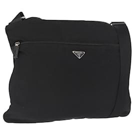 Borsa a Spalla PRADA Nylon Nero Argento Autentica 166693