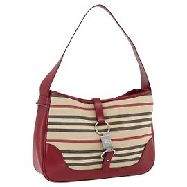 Borsa a spalla Burberry Nova Check Blue Label in tela beige argento autentica 170703