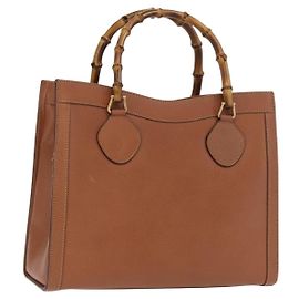 Borsa a mano in pelle Gucci Bamboo marrone oro 002 1186 0260 Auth ep13219
