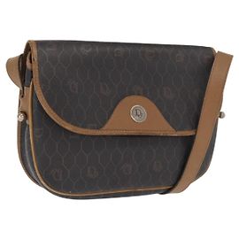 Borsa a spalla in tela a nido d'ape PVC nera e dorata Christian Dior Auth 170469