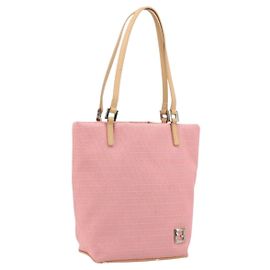 FENDI Zucchino Canvas Tote Bag Pink Silber Auth 170255