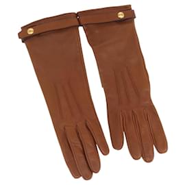 BURBERRY Handschuhe Leder Größe 7 Braun Gold Auth 149919M