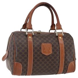 Céline CELINE Macadam Canvas Handtasche aus PVC-Leder in Braun und Gold Auth 170257