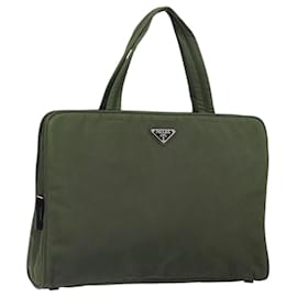 PRADA Borsa a mano in nylon verde argento Auth 170503