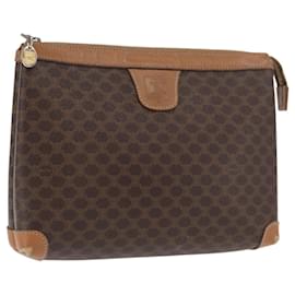 Céline Clutch in tela Macadam CELINE in pelle PVC marrone oro Auth 170341