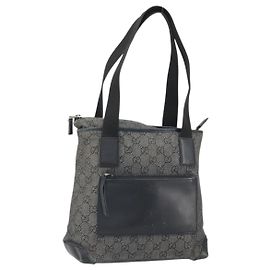 Borsa Tote GG in Tela Gucci Nera Argento 28893 Auth 170369