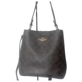 Borsa a mano Coach Small Town in pelle marrone scuro
