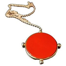 Pendente Christian Dior Medaglione in Resina Arancione con Perle
