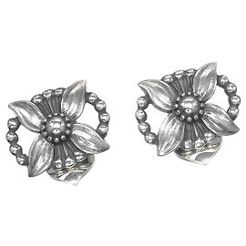 Autre Marque Orecchini in Argento 925 Edelweiss di Georg Jensen