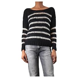 Saint Laurent Schwarz gestreifter Mohair-Mix-Pullover - Größe XS