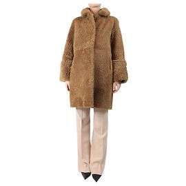Autre Marque Abrigo reversible de cuero y borrego marrón y negro - talla UK 14