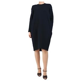 Jil Sander Blaues Midi-Kleid mit langen Ärmeln - Größe UK 14
