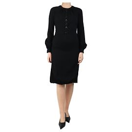 Burberry Vestido midi de crepé de lana negra - talla UK 8