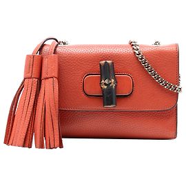 Gucci Orange Kleine Leder Miss Bamboo Umhängetasche