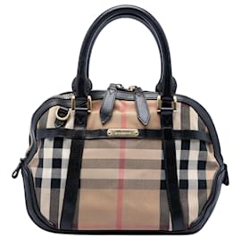 Borsa Orchard in tela a quadri House Check con rifiniture in pelle marrone di Burberry