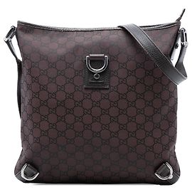 Borsa a tracolla Gucci in nylon GG marrone Abbey D Ring