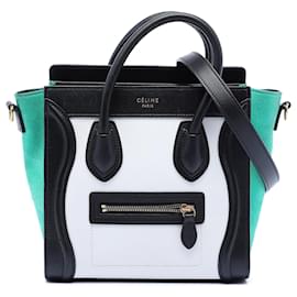 Céline Celine Sac de Voyage Nano Tricolore en Cuir Blanc