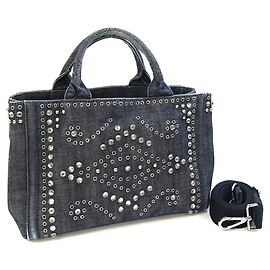 Borsa Prada Canapa in denim blu navy