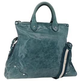 BALLY Borsa a Mano in Pelle 2 vie Verde Argento Auth 165100