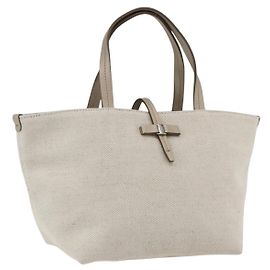 Borsa a mano Salvatore Ferragamo in tela beige oro Auth 169508