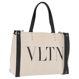 Borsa Tote Valentino in tela 2 in 1 Beige Oro Auth BA10106