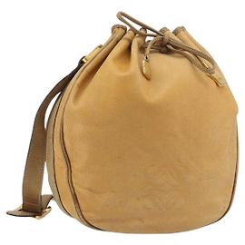 LOEWE Borsa a Spalla Anagram Pelle Beige Oro Auth 166705