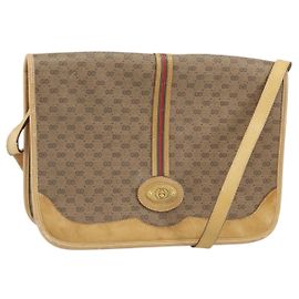 Gucci Borsa a Spalla Micro GG Supreme PVC Beige Oro 001 104 0551 Auth BA10075