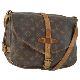 LOUIS VUITTON Monogram Saumur 30 Shoulder Bag M42256 LV Auth BA10158