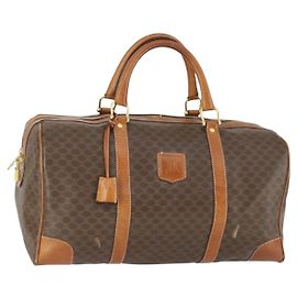 Céline Borsa Boston in tela Macadam CELINE in pelle PVC marrone oro Auth ep12869
